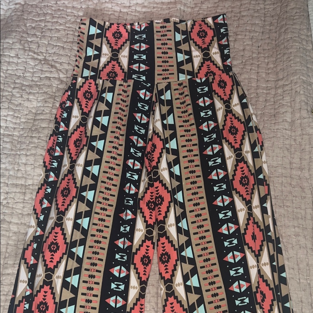 Tribal Print High-Waisted Pants